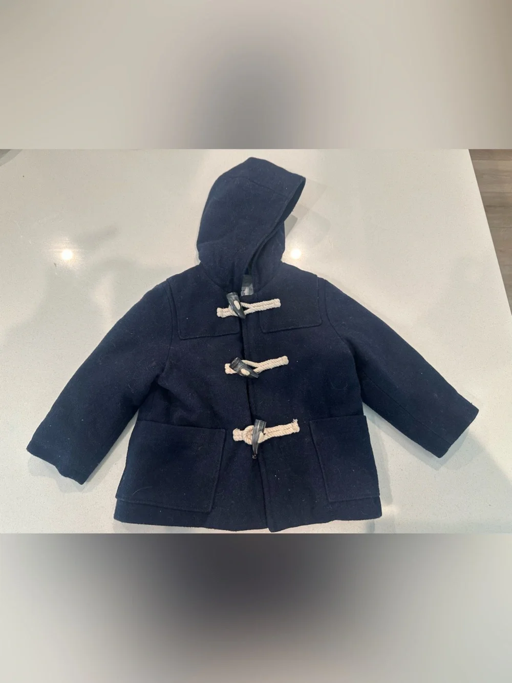 GAP Navy Kids Hooded Pea Coat with Toggle Closures
